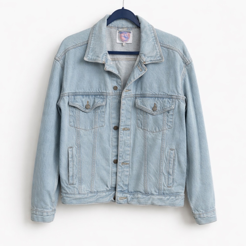 Sparrow Blue Rainbow Fringe Rare Denim Jacket Unisex Oversized Light Denim L - Picture 6 of 7